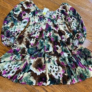 g.p.d. Purple and green floral babydoll style dress. New with tags. Size Medium.